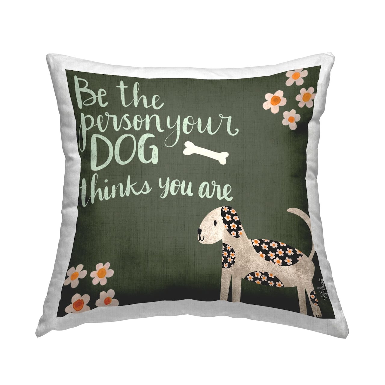 Stupell Industries Casual Daisy Pattern Dog Humor Phrase Throw Pillow, 18" x 18"